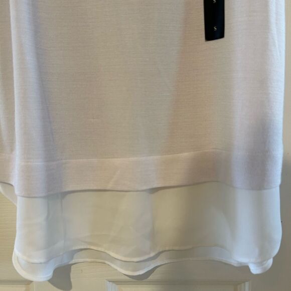 NEW BANANA REPUBLIC White layered silky hem TANK TUNIC TOP S - Picture 3 of 11